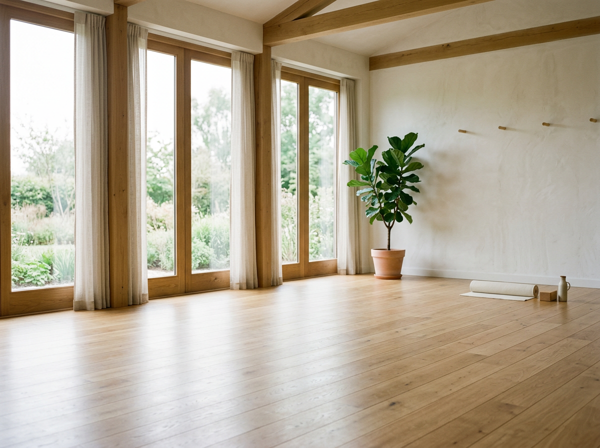 Sample photo of a yoga studio created by the assistant